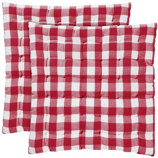 REDBEST Stuhlkissen Stuhlkissen "Nashville" 2er-Pack, Karo/Landhaus rot
