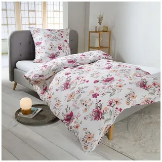TRAUMSCHLAF Bettwäsche Fleur, Seersucker, 2 teilig, ideale Sommerbettwäsche in herrlicher Seersucker Qualität lila