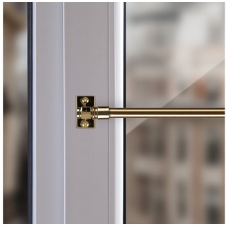 BestLivings Cafehausstange inkl. Klemmträger Gold / 125-225cm), Gardinenstange 50 bis 225 cm Länge ausziehbar, für Bistrogardinen, leichte Vorhänge, Gardinen