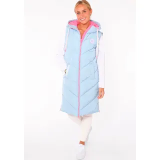 Zwillingsherz Steppweste "Strandglück", Damen, Gr. M, blau (hellblau), Steppware, Obermaterial: 100% Polyester, normal knielang, ohne Ausschnitt, Westen Steppweste, Doppel-Zipper, Kontrastdetails, Eingrifftaschen, modisch, knielang