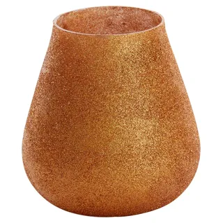 Light & Living Windlicht SILUWA, Orange - Glas - 12 x 12 cm - mit Glitzer