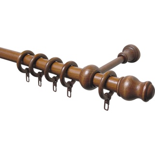 Gardinenstange GARDINIA "Gardinenstangen Set Holz" Gardinenstangen Gr. L: 200 cm Ø 28 mm, 1 läufig, braun (nussbaum) Gardinenstangen 1-Lauf