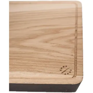 Grünschloss Steak Schneidebrett Holz mit Saftrinne & antirutsch Füße - Elegantes Steakbrett Eiche Massiv 27x19cm - 3cm stark hochwertiges Servierbrett Holz rutschfest – Schneidebrett schwarzer Rand