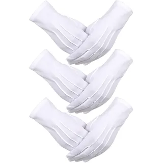 3 Paar Nylon Baumwolle Handschuhe Weiß Parade Kostüm Handschuhe für Polizei Formale Smoking Ehrengarde und besondere Anlässe - Einheitsgröße