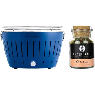 LotusGrill Classic G340 tiefblau Tischgrill raucharm + Ankerkraut-Gewürz BBQ Set