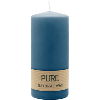 100% PURE, NATURAL WAX, Stumpenkerze, Nachtblau, WENZEL, 130/60 mm, Brenndauer ca. 41h, 100% plastikfrei