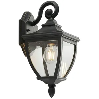 Lindby Wandleuchte außen (Laterne) Cerys (spritzwassergeschützt (Retro, Vintage Antik) in Schwarz (1 flammig E27) - Außenwandleuchten Wandlampe Led Außenlampe Outdoor für