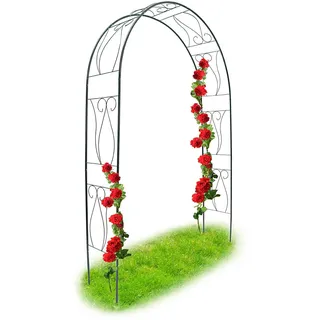 Relaxdays Rankbogen Rosen 233 x 153 x 39 cm Dunkelgrün