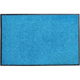 acerto 30238 Zanzibar Fußmatte, waschbarer & Rutschfester Türvorleger, ohne PVC für innen und außen (90x120cm - blau)