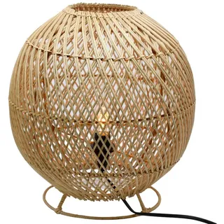 Casa Moro Nachttischlampe Tischlampe Rattan Natur – Boho Nachttischlampe Lampe Ø 30 cm, ohne Leuchtmittel, E14, mit Schalter, für Nachttisch, Kommode, Sideboard beige