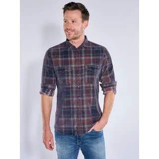 engbers Herren Cordhemd mit Vintage-Design Orange regular kariert Kent-Kragen - M