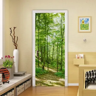 3D Türtapete Selbstklebend Türaufkleber - WALD - Tür Poster PREMIUM PVC Wasserfest Wandtattoo Für Schlafzimmer Wohnzimmer Tür Dekoration Tapete 77 x 200 cm