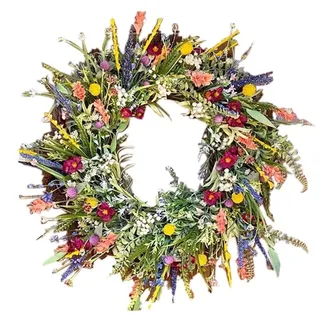 TüRkranz aus Künstlichen Wildblumen - Dekorative Mehrzweck-Girlande für Frühling und Sommer - Haustür-Kranz, 17,72 Zoll