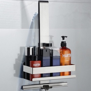 autolock Badezimmerspiegelschrank Duschablage zum Hängen Schwarz - Duschkorb zum Hängen Edelstahl silberfarben