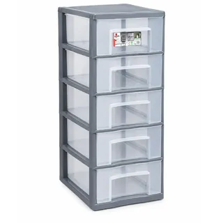 SUNDIS Schubladenschrank A4 Aufbewahrungsturm 5 Schubladen Organizer Kunststoff