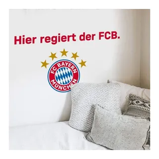 K&L Wall Art Wandtattoo Fußball Wandtattoo FC Bayern München Logo Stern Hier regiert der FCB, selbstklebene FC Bayern München Wandtattoos, hergestellt in Berlin rot 60 cm x 600 cm