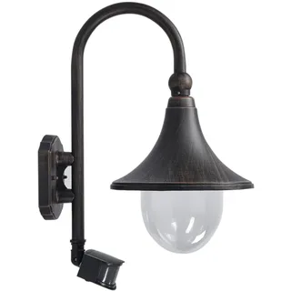 Lindby Wandlampe aussen mit Bewegungsmelder, Aussenwandleuchte Laterne IP44 Wandleuchte Finish rostbraun Außenbeleuchtung Wand für Hof Garten Terrasse Balkon Haus