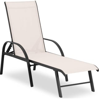 Uniprodo, Liegestuhl, Gartenliege Sonnenliege Liegestuhl Relaxliege Klappbar beige Alurahmen 160 kg