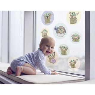 Fensterbild Grogu - Padawan Bubbles - Größe 30 x 30 cm, 2 Bogen - Fenstersticker, Disney, Kinderzimmer, Babyzimmer, Mandalorian