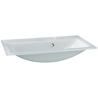 FACKELMANN Glasbecken / Waschtisch aus Glas / Maße (B x H x T): ca. 80 x 14,5 x 50 cm / Einbauwaschbecken / hochwertiges Waschbecken fürs Badezimmer und WC / Farbe: Weiß / Breite: 80 cm