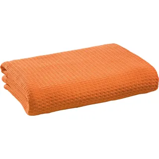 Erwin Müller Sommerdecke, Baumwolldecke orange Größe 100x150 cm - luftig-leicht, weiche Qualität, sehr angenehm - 100% Baumwolle