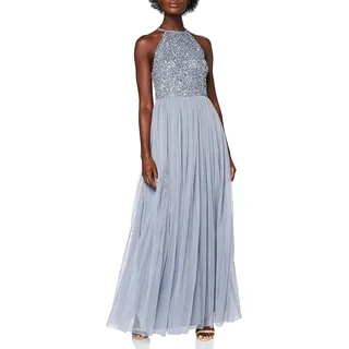 Maya Deluxe Damen Abendkleid Pailletten Cocktailkleid Tüllkleid Kleid Nackenband Elegant Für Hochzeit Brautjungfernkleid Bridesmaid Dress, Dusty Blue, 44 EU