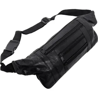 MF Bauchtasche Schmale Bauchtasche Schwarz Nappa Leder mit Reißverschlussfächern (1-tlg)