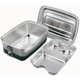 KEILEOHO 2000ML Brotdose Edelstahl mit Fächern, 2 Etagen Lunchbox Metall, 22 x 15,5 x 9 cm Bento Box Edelstahl für Erwachsene, Picknick, Büro
