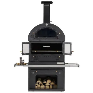 aea Eleganter Grillkamin Edelstahl in Schwarz für Garten und Terrasse,