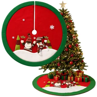 COM-FOUR® Premium Weihnachtsbaumdecke zum Schutz vor Tannennadeln - runde Christbaumdecke für den Weihnachtsbaum - Unterlage mit Weihnachtsmotiv