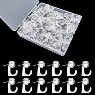 Reißzwecken Haken Kunststoff 50 Stück Push Pin Haken Köpfe Pin Tacks Stecknadelaufhänger Reißnägel Haken Pinnnadeln Reißnägel Mit Haken Für Büro Schule Heim Dekoration Push Pin Aufhänger (Transparent)