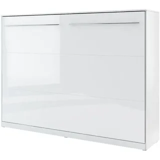 Mirjan24 Schrankbett, Weiß Hochglanz, Holzwerkstoff, Rechteckig, 140x200 cm, Schlafzimmer, Betten, Klappbetten