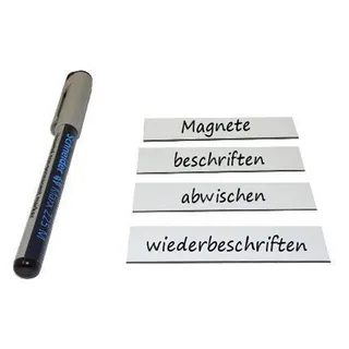 50 Magnetschilder Magnetstreifen Magnet-Etiketten beschreibbar/abwischbar 4 x 8cm in weiß - als Lageretiketten, für Werkstatt, Kühlschrank, Whiteboard