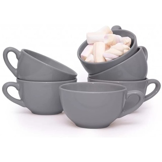konsimo LUPIN Tasse 6er Set – Teetasse 320 ml – Kaffeetassen – Tassen Set – Steingut - Cappuccino Tasse Grau