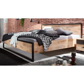 Futonbett Detroit Bettgestell Doppelbett Industrial Design Plankeneiche Metall