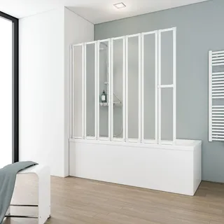 Schulte Badewannenaufsatz 7-teilige von Glasart: Kunstglas Softline hell, Größe: 159 x 140 cm, Profilfarbe: Alpinweiß