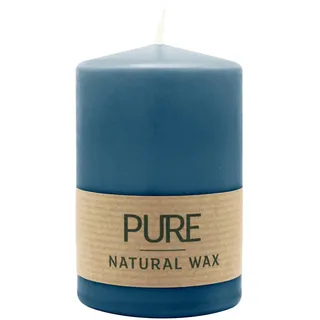 PURE Stumpenkerze Nachtblau, 90/60 mm, WENZEL, Brenndauer 25h, plastikfrei, selbstverlöschend