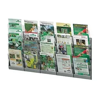 PAPERFLOW Wandprospekthalter Integral silber DIN A4 20 Fächern 116,0 x 9,0 x 73,0 cm, 5 St.