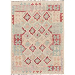 Nain Trading Orientteppich Kelim Afghan 108x148 Handgewebter Orientteppich, rechteckig, Höhe: 5 mm beige