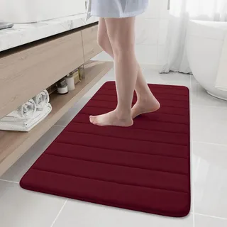 Homaxy Badteppich Memory-Schaum rutschfest waschbar 61x120 cm Bordeaux