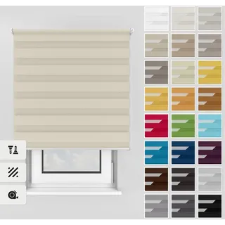 Estika Doppelrollo mit Bohren 125x220 cm Farbe: Creme Farben, Rollo Deckenmontage und Wandmontage Fenster rollos für innen, Jalousien Fenster, Tür Rollo