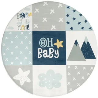 Paco Home Rauten Kinderteppich 150 x 150 cm Blau/Grau/Weiß