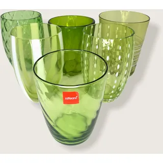 Zafferano - Melting Pot Set mit 6 gemischten Tumbler-Gläsern, Apfelgrün, MP00113