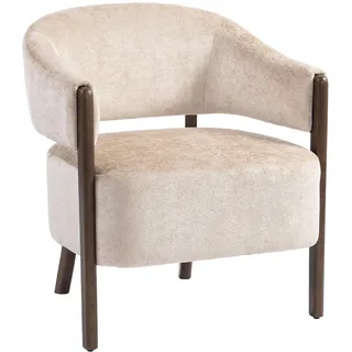 HOMCOM Loungesessel Sessel mit Chenille-Optik, Gebogen Rückenlehne, Beige