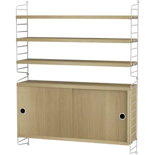 String - Wandregal mit Schrank, 78 x 100 x 20 cm, Eiche / weiß