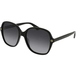 Gucci Damen GG0092S 001 Sonnenbrille, Schwarz (Black/Grey), 55 - 55