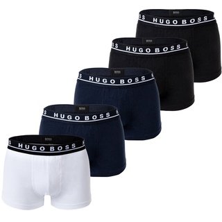 HUGO BOSS Herren Boxer Shorts, 5er Pack - Trunks, Logobund, Cotton Stretch Schwarz/Blau/Weiß 2XL