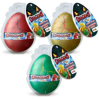 MEGGA Egg Mini Dragons – 3er-Set mit 3 Drachen-Eiern (Rot, Gelb & Grün) | Magisches Drachen Ei zum Schlüpfen & Wachsen | Dragons Spielzeug | Ostergeschenke Kinder