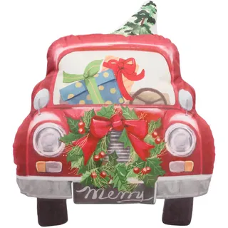 X-Mas Zierkissen, Rot, Textil, Weihnachten, Füllung: Polyester, 41x32 cm, formstabil, Dekoration, Weihnachtsdekoration, Weihnachtstextilien