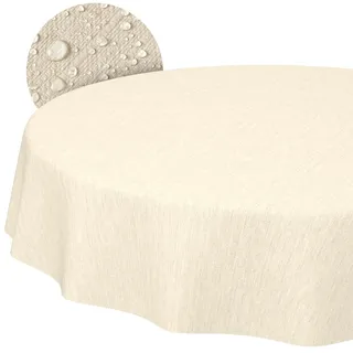ANRO Tischdecke abwaschbar Wachstuch Rund 140 cm Creme
